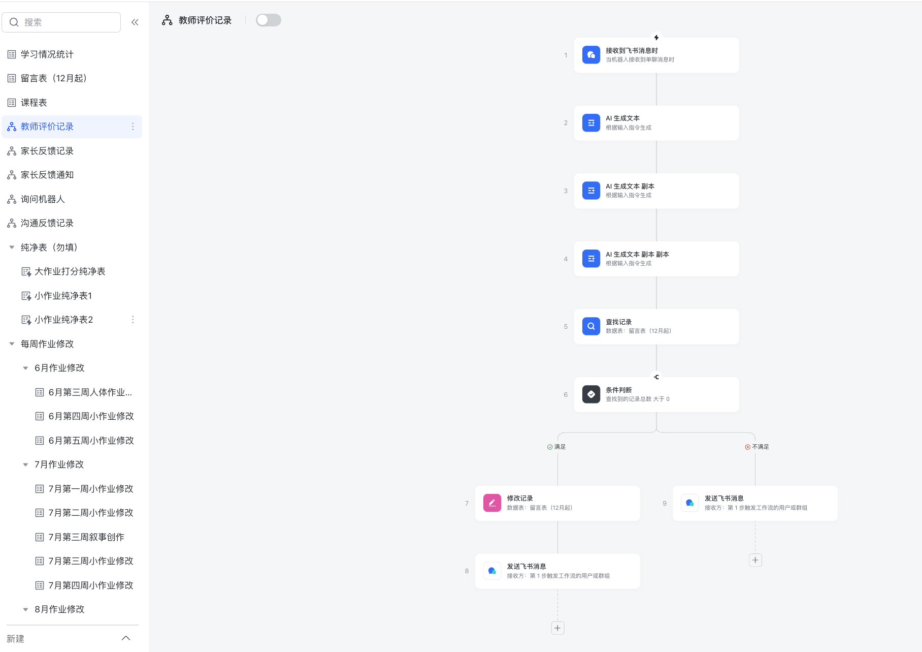 教师评价记录 workflow